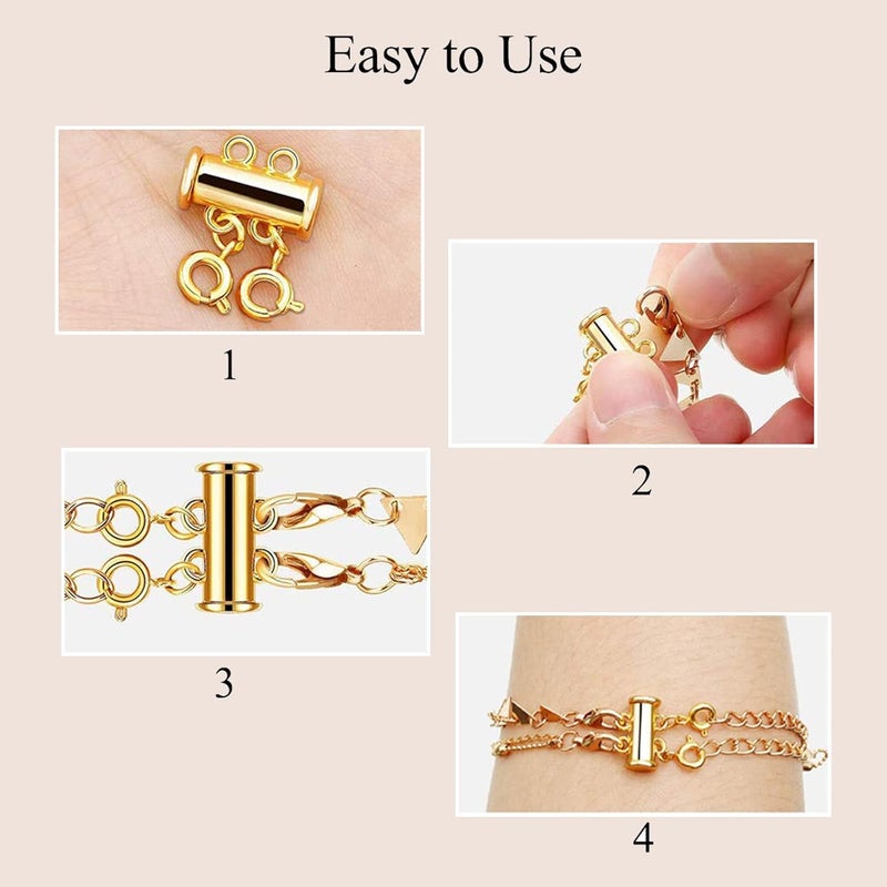 OHINGLT Necklace Layering Clasps Magnetic Slide Lock Clasp Necklace Connector Multi Strands Slide Tube Clasps - Image 3